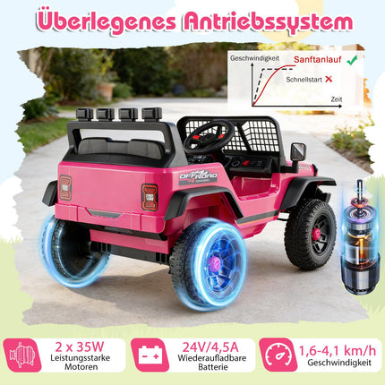 24V Electric Kids Car with Remote, Music, LED Lights