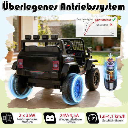 24V Electric Kids Car with Remote, Music, LED Lights