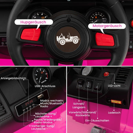 24V Kids Electric Ride-On Car, 2-Seater, Pink, USB & Music