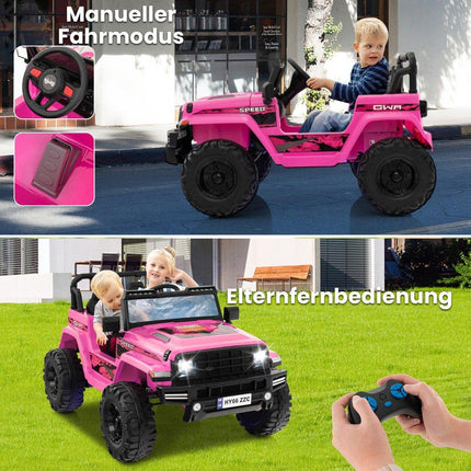 24V Kids Electric Ride-On Car, 2-Seater, Pink, USB & Music