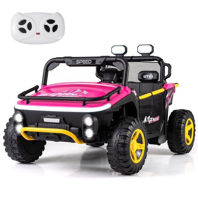 24V Kids Electric Ride-On Truck, 2-Seater, Pink