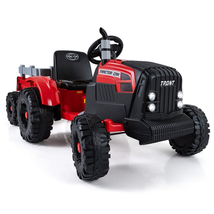 24V Kids Electric Tractor with Detachable Trailer, Red
