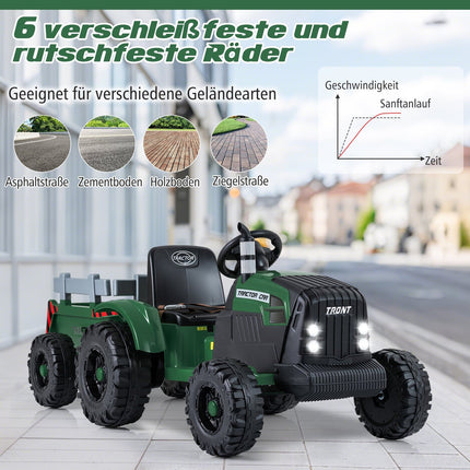 24V Kids Electric Tractor with Detachable Trailer, Remote Control