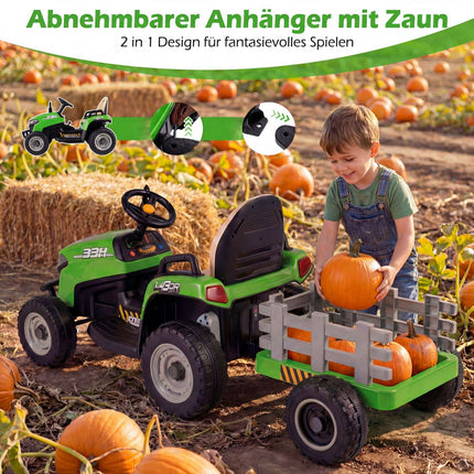 24V Kids Electric Tractor with Trailer & Remote Control