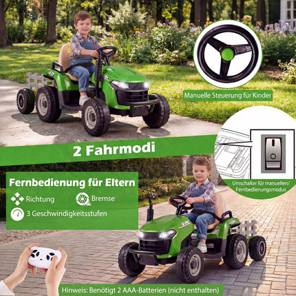24V Kids Electric Tractor with Trailer & Remote Control
