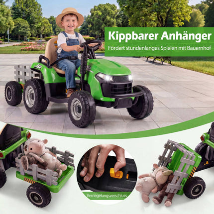 24V Kids Electric Tractor with Trailer & Remote Control