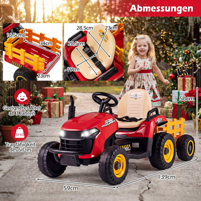 24V Kids Electric Tractor with Trailer & Remote Control