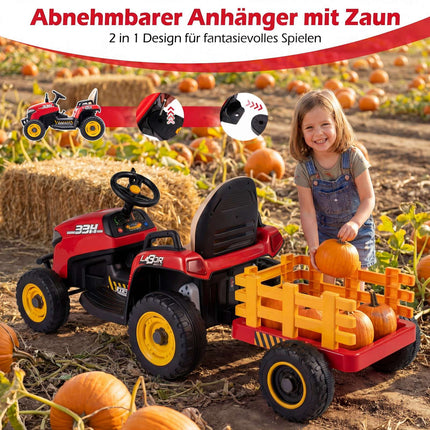 24V Kids Electric Tractor with Trailer & Remote Control