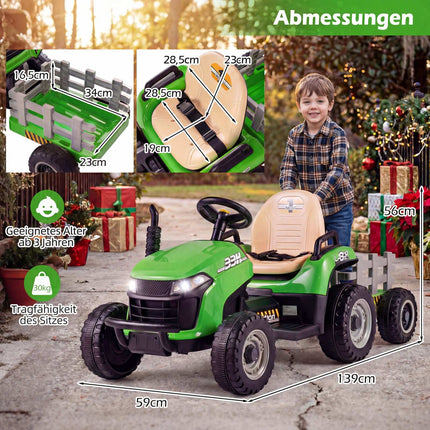 24V Kids Electric Tractor with Trailer & Remote Control