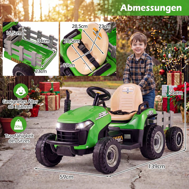 24V Kids Electric Tractor with Trailer & Remote Control