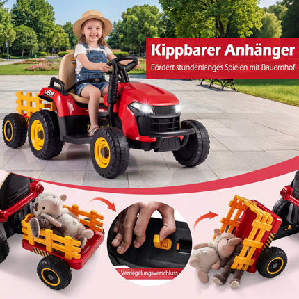 24V Kids Electric Tractor with Trailer & Remote Control