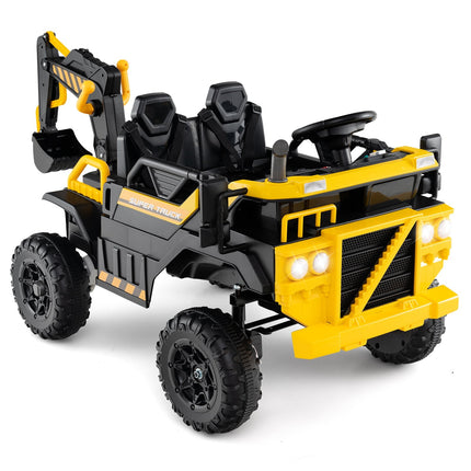 24V Kids Ride-On Excavator with Remote, 4WD, Yellow