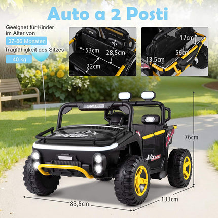 24V Kids Ride-On Truck, 2-Seater, Remote Control, Black
