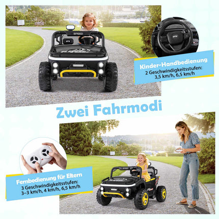 24V Kids Ride-On Truck, 2-Seater, Remote Control, Black