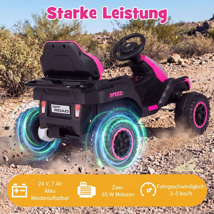 24V Pink Kids' Electric Tractor with Remote & Trailer