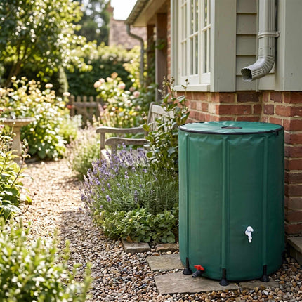 250L Folding Water Butt with Zipped Lid - Green