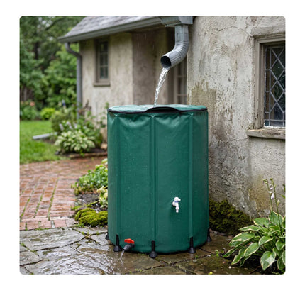 250L Folding Water Butt with Zipped Lid - Green