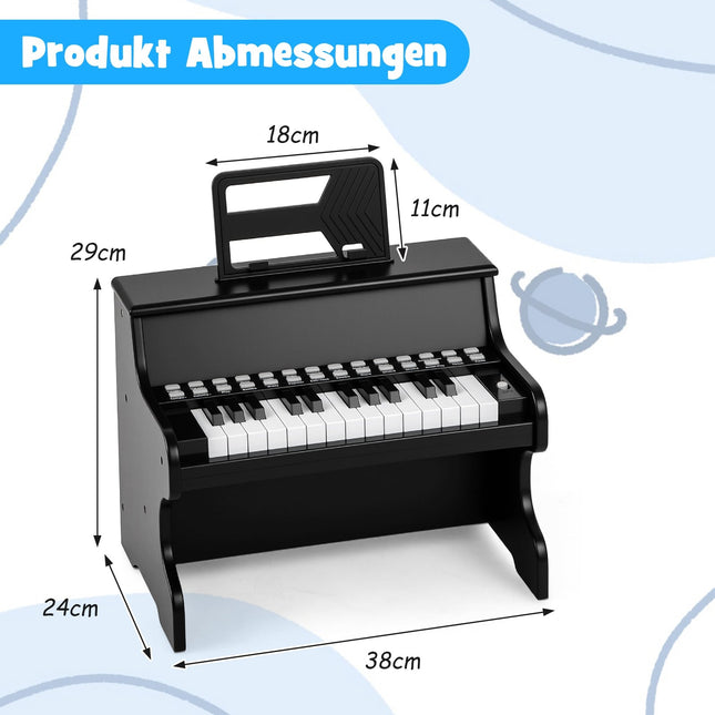 25-Key Kids Digital Piano, Adjustable Speed, Black