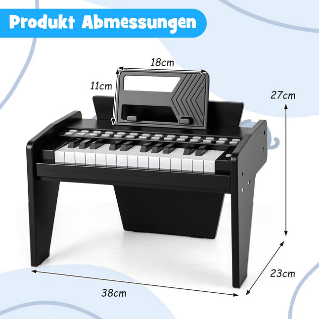 25-Key Kids Digital Piano – Adjustable Speed, Black