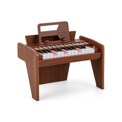 25-Key Kids Digital Piano – Adjustable Speed, Brown