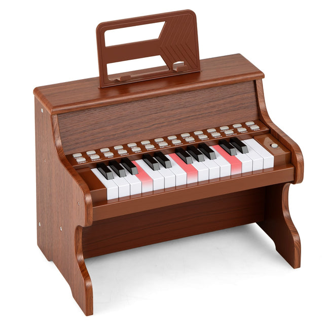 25-Key Kids Digital Piano, Adjustable Speed, Brown
