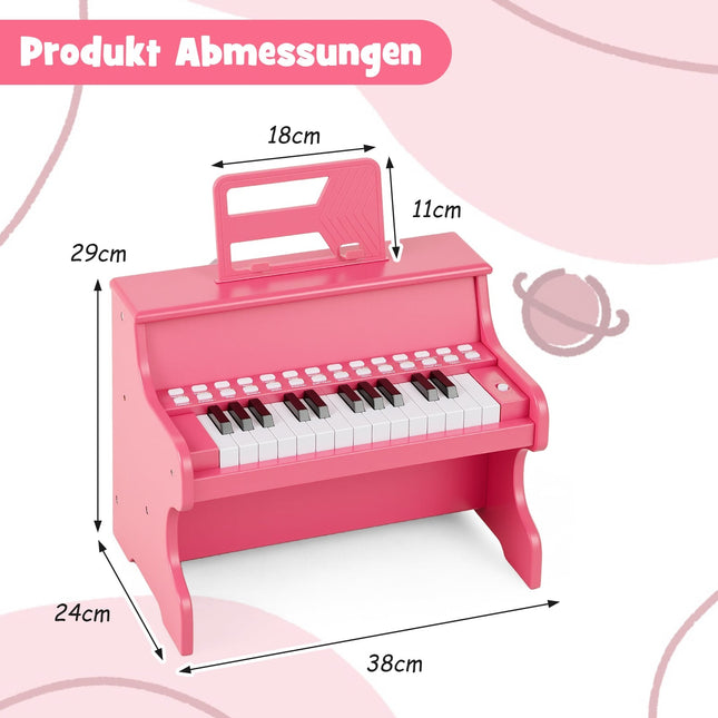 25-Key Kids Digital Piano, Adjustable Speed, Pink