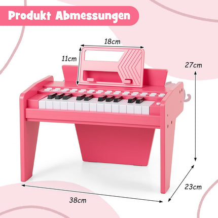 25-Key Kids Digital Piano – Adjustable Speed, Pink