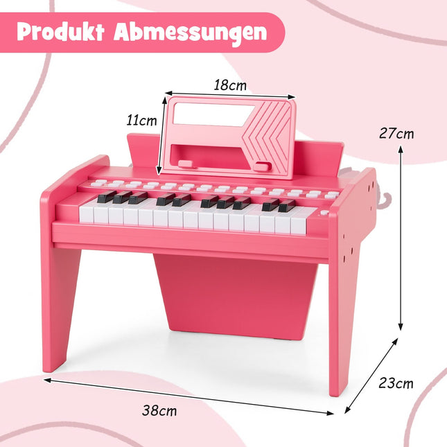 25-Key Kids Digital Piano – Adjustable Speed, Pink