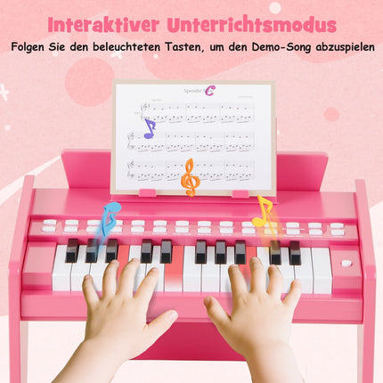 25-Key Kids Digital Piano – Adjustable Speed, Pink