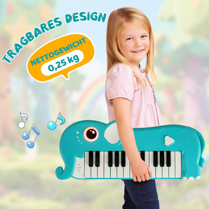25-Key Kids Digital Piano with Music & Lights, Blue