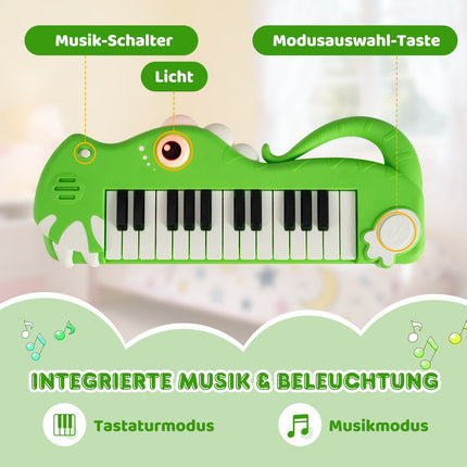 25-Key Kids Digital Piano with Music & Lights, Green