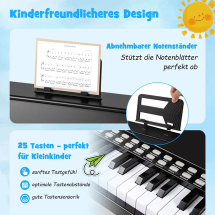25-Key Kids Digital Piano with Stool, Adjustable Speed