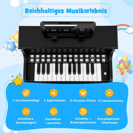 25-Key Kids Digital Piano with Stool, Adjustable Speed