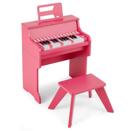 25-Key Kids Digital Piano with Stool, Pink