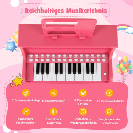 25-Key Kids Digital Piano with Stool, Pink