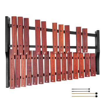 25-Note Wooden Glockenspiel Xylophone, 4 Mallets, Bag