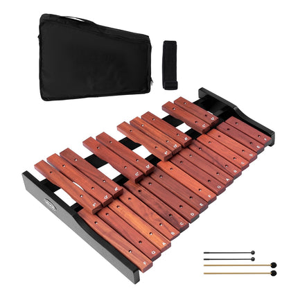 25-Note Wooden Glockenspiel Xylophone, 4 Mallets, Bag