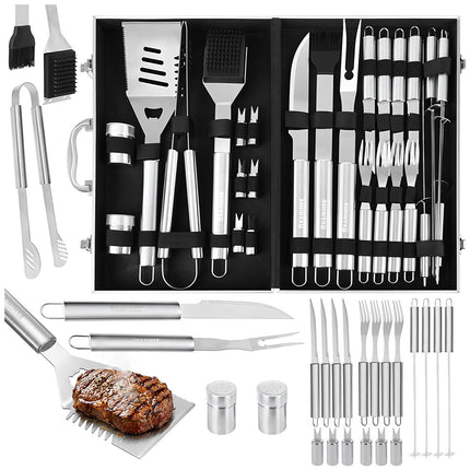 26-Piece Stainless Steel Grill Utensil Set with Case