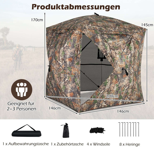 270 Camouflage Pop-Up Hunting Tent, Oxford, 2-3 People