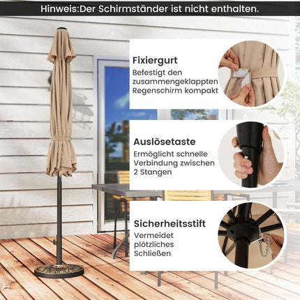 270 cm Brown Patio Umbrella with Crank and Tilt Mechanism
