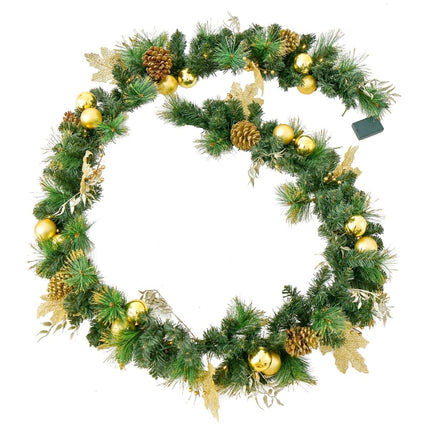 270 cm Christmas Garland with 50 LED Lights & Pinecones