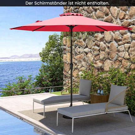 270 cm Red Patio Umbrella, Tilt & Crank, UV Protection