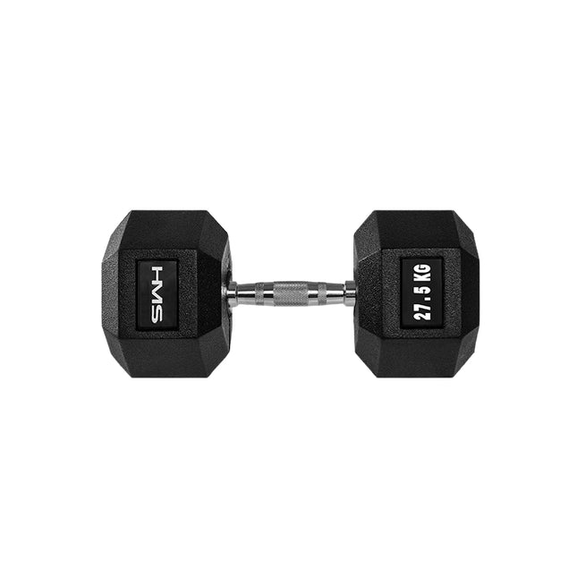27.5 kg Hex Dumbbell – Rubber Coated, Anti-Roll Design
