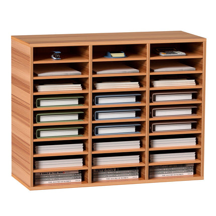 27-Compartment Literature Organizer, Adjustable Shelves, White