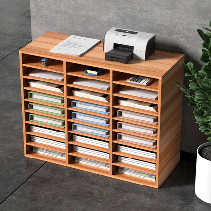 27-Compartment Literature Organizer, Adjustable Shelves, White