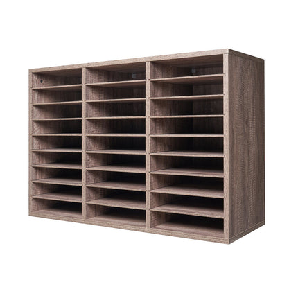 27-Compartment Literature Organizer, Removable Shelves, Black-Grey