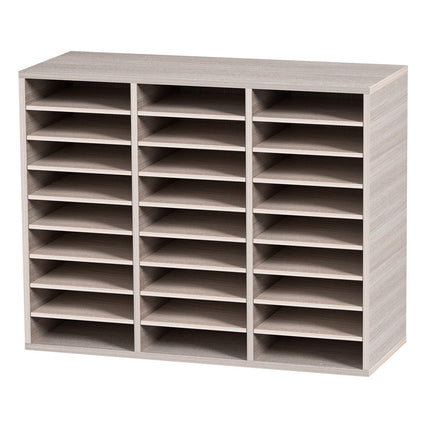 27-Compartment MDF Literature Organizer, Adjustable Shelves