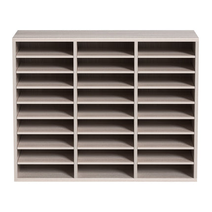 27-Compartment MDF Literature Organizer, Adjustable Shelves