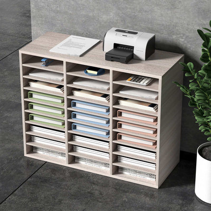 27-Compartment MDF Literature Organizer, Adjustable Shelves