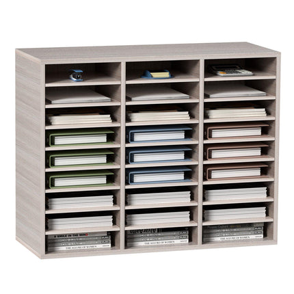 27-Compartment MDF Literature Organizer, Adjustable Shelves